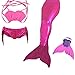 Kids Girls Sparkle Mermaid Tail with Monofin Swimmable Swimwear (120 (5-8Y), Rose Pink)
