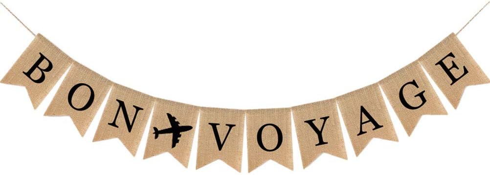 JOYOOY Bon Voyage Banner Leaving Party Bunting Hanging Sign Garland Cruise Party Decoration (Black)