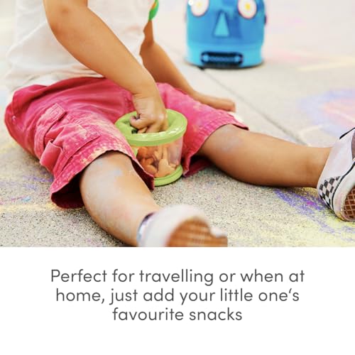 Munchkin 2 Pack Snack Catchers | Toddler Snack Box & Jar for Baby-LED Weaning | Food Containers | BPA Free Jar with Handles | Anti-Spill - Blue/Green