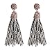 NLCAC Women's Beaded tassel earrings Long Fringe Drop Earrings Dangle 6 Colors (Grey)