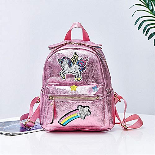 Unicorn Backpack Leather Rainbow Bag with Unicorn Eye Mask & Necklaces (Pink Set 1)