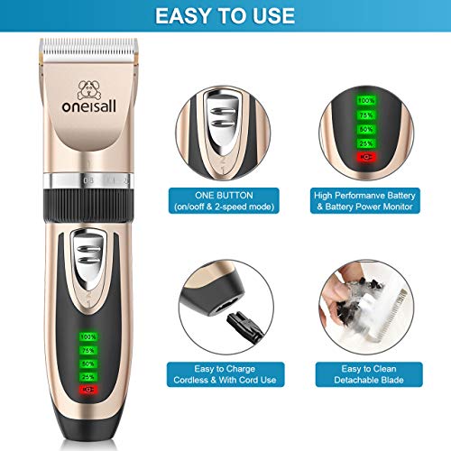 oneisall Dog Clippers Low Noise, 2Speed Quiet Dog Grooming Kit
