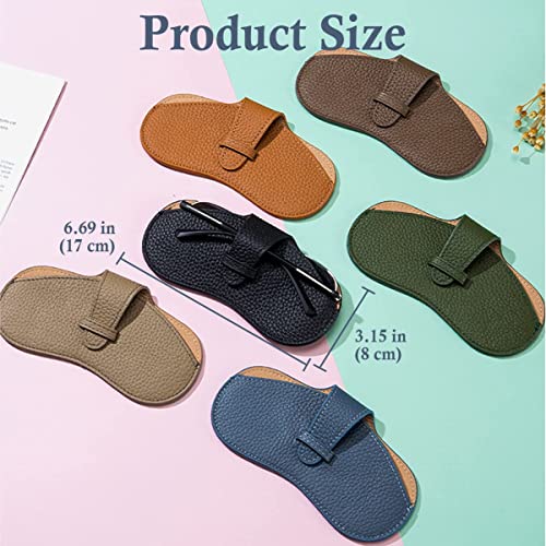 TERRIFI Glasses Case Soft, Portable Universal Genuine Leather Slim Eyeglass Pouch for Sunglasses Reading Glasses Eyeglass