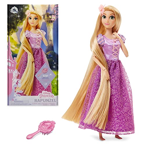 Disney Store Offizielle Rapunzel-Puppe für Kinder, Rapunzel – Neu verföhnt, 29 cm, vollbewegliche Puppe im Glitzerkleid mit ausgearbeiteter Haarbürste