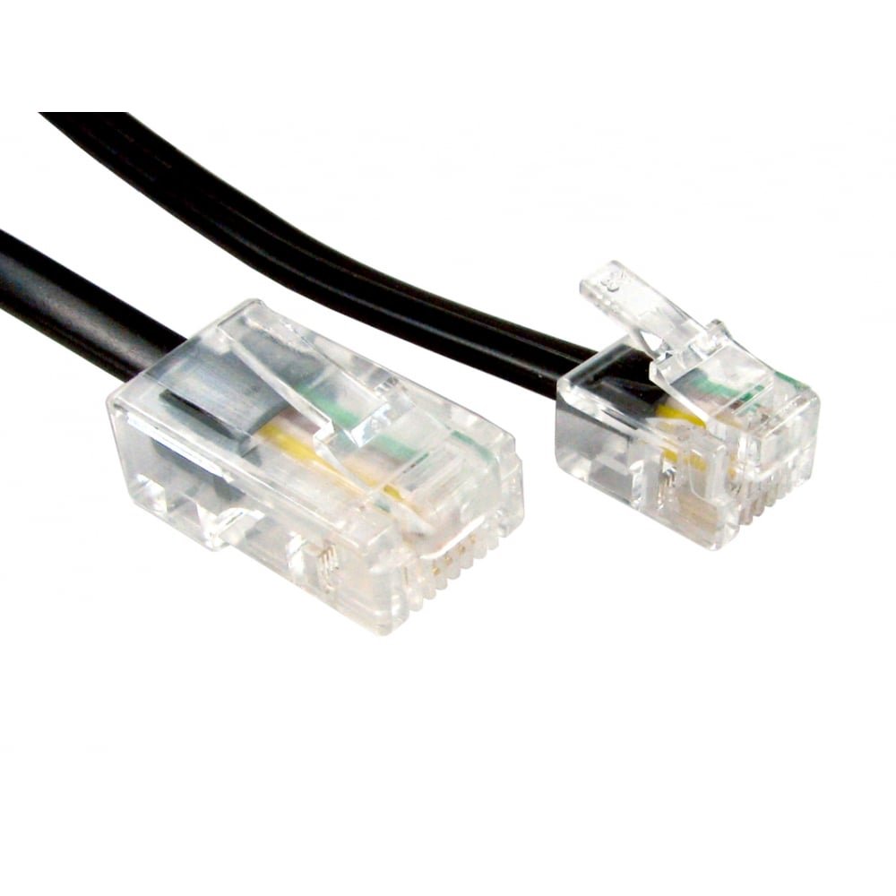 World of Data 20m RJ11 (ADSL) to RJ45 (Network) Cable - connect modems, routers to ADSL filtered faceplate BLACK