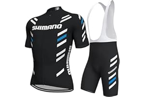 NHNIN Men's Cycling Jersey Set Bicycle Short Sleeve Quick-Dry Breathable Shirt+4D Cushion Shorts Padded Pants/Bib Short