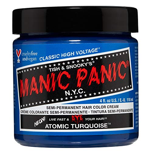 MANIC PANIC Classic Atomic Turquoise Semi Permanent Hair Color - Neon Aqua Blue Hair Dye for Women & Men That Lasts 4-6 Weeks - Vegan, Ammonia & Cruelty-Free - Create & Mix Custom Shades (4oz)