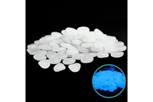 Muzero Glow in The Dark Rocks - 100pcs White Glowing Pebbles Luminous Stone for Fish Tank, Garden Yard, Path Patio Aquariums Rocks Decorations Powered by Light or Solar