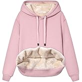 Malajisi Womens Hooded Sweatshirt Fleece Sherpa Lined Hoodies Winter Causal Loose Fit Pullover