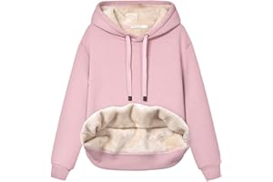 Malajisi Womens Hooded Sweatshirt Fleece Sherpa Lined Hoodies Winter Causal Loose Fit Pullover