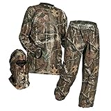 HECS Suit Deer Hunting Clothing with Human Energy Concealment Technology - Camo 3 Piece Shirt, Pants, Headcover - Lightweight Breathable in Mossy Oak Country & Realtree Xtra | Mossy Oak, X-Large