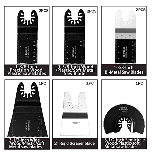 Oscillating Multitool Saw Blades Accessories Kit 52 PCSï¼ŒHEMUNC Quick Release Oscillating Multitool Blades Universal For DewaltÂ FeinÂ Multimaster DremelÂ MakitaÂ MilwaukeeÂ Rockwell CraftsmanÂ Ridgid