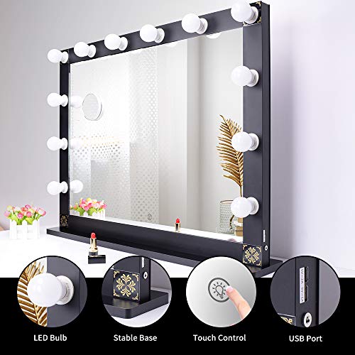 Nitin Hollywood Lighted Vanity Mirror, Tabletop Makeup Mirror with 12