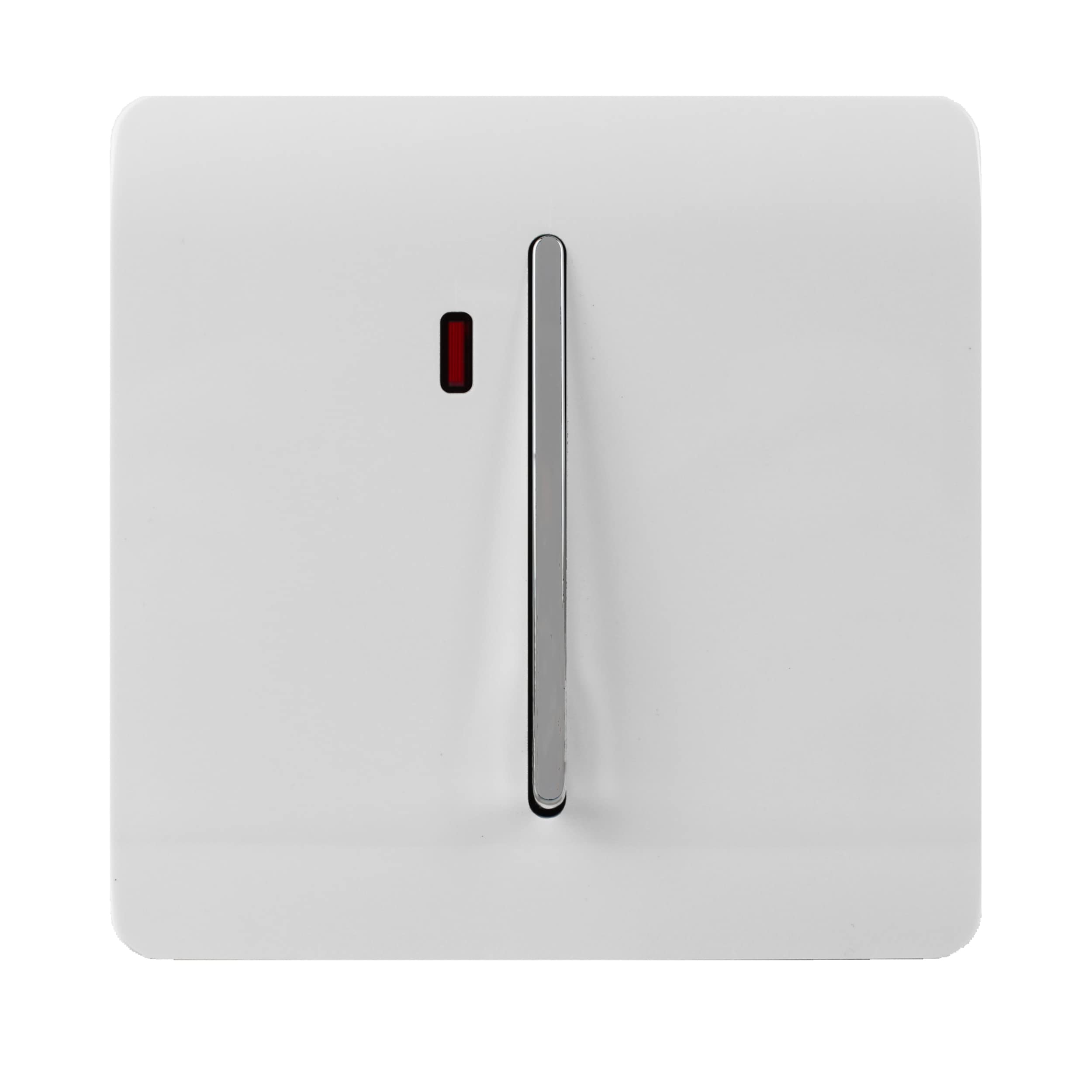 Trendi Switch Screwless Artistic Modern Decorative Glossy Double Pole 45 A Cooker Switch Control Unit Inc Neon Indicator for Indoor Use in Ice White - ART-WHS2WH