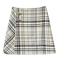 Dabuwawa Vintage Plaid Skirt For Girls High Waist Button A-Line Mini Checked Skirts