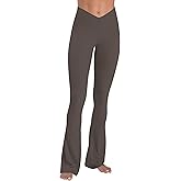 Sunzel Mini Flare Leggings for Women V Crossover Mid Rise Workout Flared Yoga Pants with Tummy Control and Wide Leg