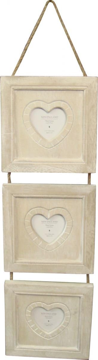 Home Furnishings Limewash Triple Hanging Heart Photo Frame