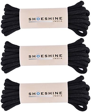 Shoeshine India round shoelaces casual shoe lace hiking trekking boot laces (Pack of 3)