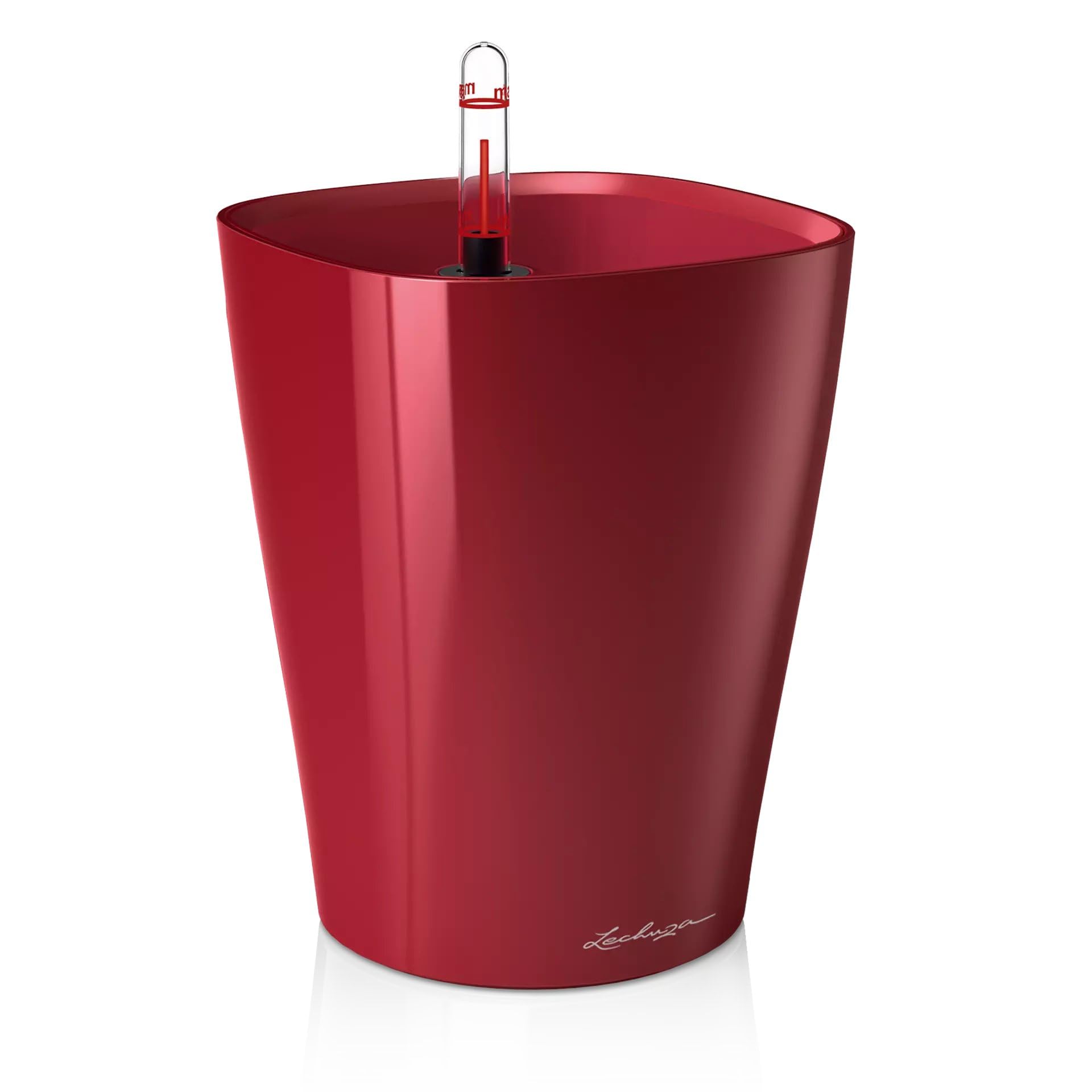 LECHUZA Self Watering Plant Pot DELTINI Small Plastic Indoor Plant Pot without Drainage Hole D14 H18 cm Scarlet Red High-Gloss — image 1