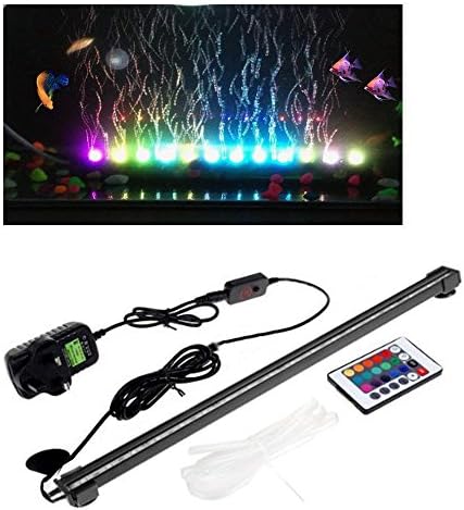Greenwayyd 18 LED RGB Underwater 46cm Aquarium Lights with Air Bubble Remote Controller Fish Tank Lamp