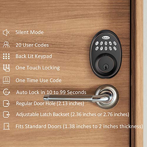 Keyless Entry Door Lock Deadbolt, HuTools Gate Locks with Keypads