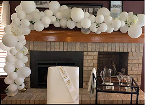 Big White and Gold Balloon Garland Arch Kit - Perfect Ballons for Baby or Wedding Shower Party Decorations - Giant White and Gold Baloon Arch Kits Wall