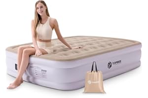 TOPBEE Air Mattress Queen with Built in Pump, Blow up Mattress, 18 Inch Queen Thicken Sturdy Inflatable Mattress for Camping and Home, Waterproof Air Bed with Carry Bag