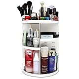 Meeracula - 360 Degree Rotating Makeup Organizer, Adjustable Multi-Function Cosmetic Storage Box, 7 Layers, Oversize Capacity, Fits Nail Polish, Eyeliner, Lipsticks and More.(White) (Large)