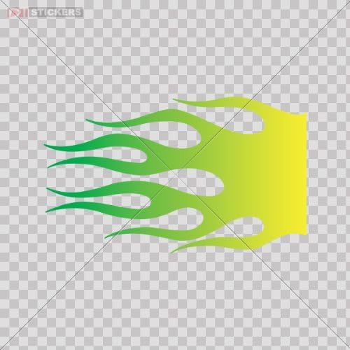 Decals Stickers Flames Green Design Car Window,Helmet,Truck,Vinyl Art Decor Size: 5 X 3 Inches Vinyl color print