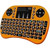 Rii i8+ BT Mini Wireless Bluetooth Backlight Touchpad Keyboard with Mouse for PC/Mac/Android, Gold (RTi8BT-5)