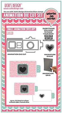 Uchi's Design Animation Card Craft Die + Stamp + Grid Set - Heart Envelopes