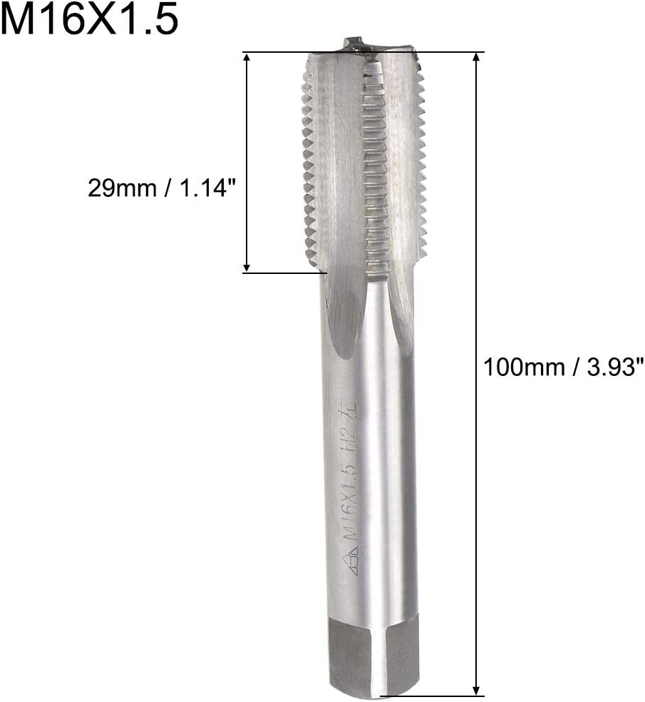 sourcing map Metric Machine Tap Left Hand M16 Thread 1.5 Pitch H2 4 Flutes High Speed Steel Screw Thread Taps Tapping Tool - Image 3