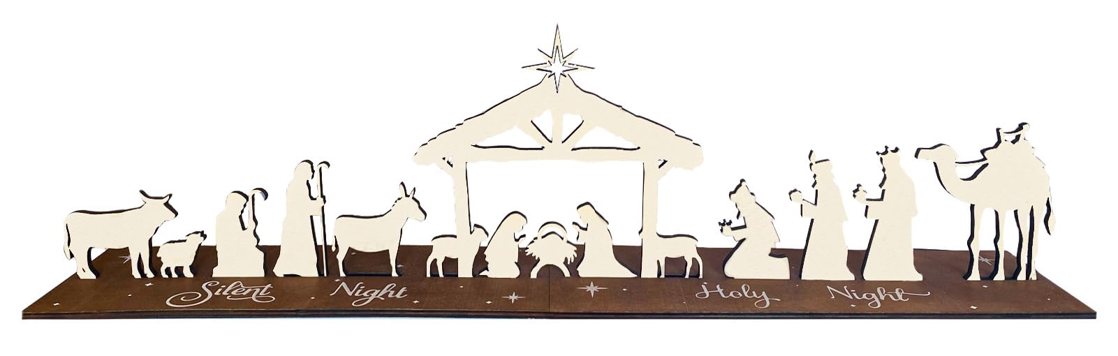 View 1 of ******** 2 pack***** Ushinemi Wooden Nativity Scene Sets, Christian Christmas Indoor Decoraitons, Religious Shelf Table Decor for Home Office