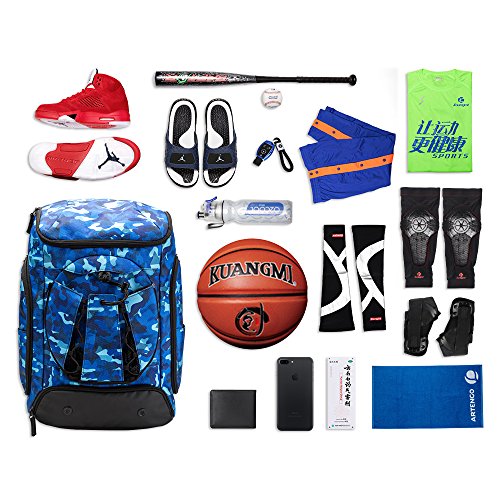 image for Kuangmi Basketball Backpack Ball Pocket All Sports Gym Travel Bag for 
