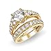 JewelStory 18k Gold Plated AAA CZ Diamond Wedding Ring Set for Women Size 12