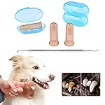 Drymartine Dog Cat denti pulizia dentale set, PET spazzolino da dito (3pcs) + 6.6 in doppio intestazione Dog dentali tartaro Plaque Remover raschietto (1PCS)