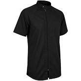 ChefsCloset Jamison Men's Short Sleeve Chef Coat &ndash; Modern Mens Chef Jacket for with Offset Zipper and Mesh Panels