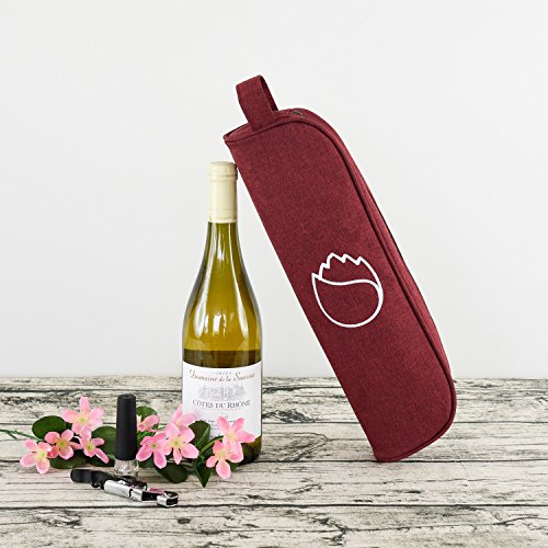 Freshore Insulated Single Wine Tote Bag Carriers For Cooler Restaurant As Christmas Gift - Firmly Store Corkscrew (Passion Red)
