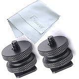 Fotasy SCX2 1/4-Inch 20 Tripod Screw to Hot Shoe Adapter with Premier Cleaning Cloth (Black)