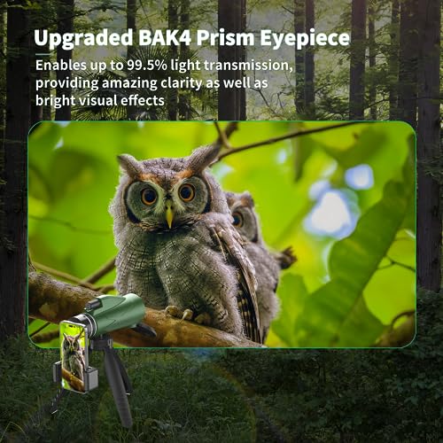 80x100 High Power Monocular Telescope - BAK4 Prism With Smartphone Holder & Tripod For Stargazing
