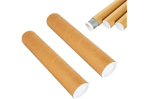 CAVLA 2 Pack Kraft Mailing Tubes with Caps, Heavy-Duty Cardboard Poster Tubes for Ideal for Shipping, Storage & DIY Crafts，Dr