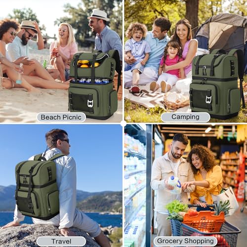 YOUNGOA Mochila Nevera Isotermica Grande, Doble Capa Impermeable Mochila Termica, Bolsa Picnic A Prueba de Fugas