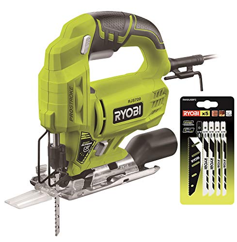 Ryobi Stichsäge RJS720-G (500 Watt, Hubläge 19 mm, ergonomisches Design, Säge mit Führungshilfeinkl. 1 Sägeblatt… – Bild 4