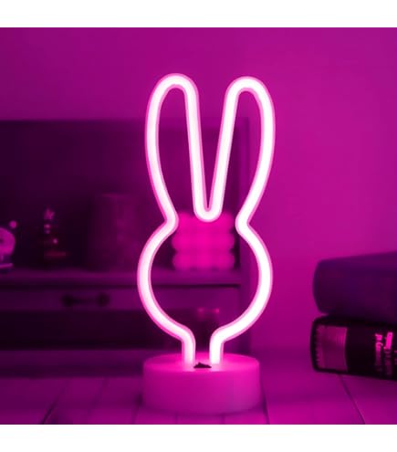 BAILEY Rabbit Ears Neon Sign,Easter Bunny Rabbit LED Lights with