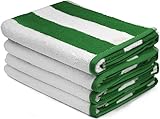 Large Beach Towel, Pool Towel, in Cabana Stripe - (Green, 4 pack, 30x60 inches) - Cotton - by Utopia Towel