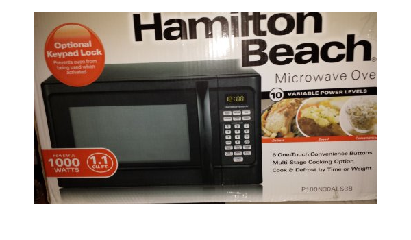 Horno de Microondas 1.1 P Hamilton Beach P100N30ALS3B Negro :  Amazon.com.mx: Hogar y Cocina