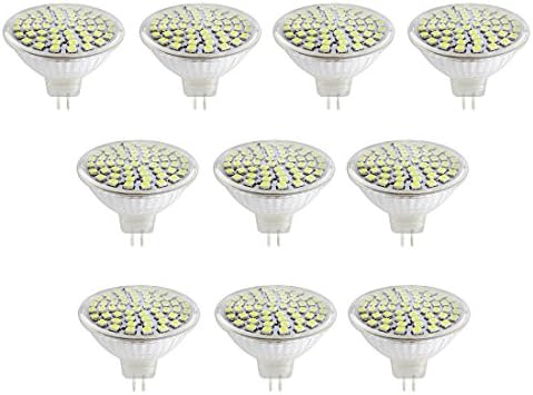 AC DC 12V 5W MR16 LED Bulb Daylight 40Watt Halogen Bulbs Equivalent MR16 LED Spotlight GU5.3 Base 400 Lumen 6500K 180 Degree Beam Angle for Landscape, Accent, Recessed, Track Lighting (10 Packs)