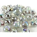 Big Game Toys~25 Glass Marbles Polar Bear Iridescent Clear/Brown/White Swirl Classic Style Game Pack (24 Player, 1 Shooter) Decor/Vase Filler/Aquarium