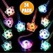 Mikulala LED Party Favors for Kids Prizes Glow in The Dark Party Supplies Light Up Necklaces Bulk Hand Spin Stress Relief Anxiety Toys for Girls Boys Christmas Birthday New Year Eve (24 Pack 1)