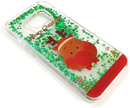 Samsung Galaxy S7 Edge case,Crosstree Christmas Day Liquid Cool Quicksand Moving Stars Bling Glitter Flowing Case Liquid Cover for galaxy s7 edge (Samsung Galaxy S7 edge, Christmas Reindeer D)